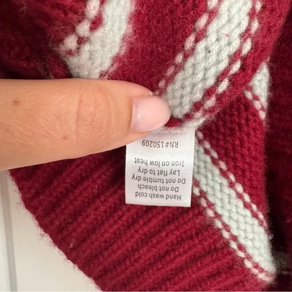 La Ligne BURGUNDY/LIGHT BLUE Cashmere Blend Mini Marin Sweater - Picture 14 of 14